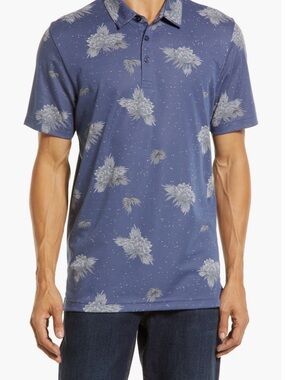 Travis Mathew Blue Floral Scatter Polo